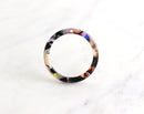 4 Thin Ring Connectors, 1.1" Inch, Multicolor Tortoise Shell Links, Colorful Resin Charms for Earrings, Rainbow Plastic Beads, RG091-27-KMC
