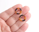 4 Small Ring Connectors in Tortoise Shell, Cellulose Acetate, 15mm