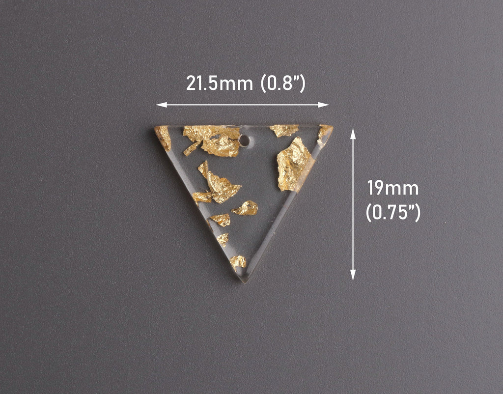 4 Triangle Earring Charms with Gold Flecks, 21.5 x 19mm, Designer Char