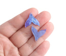 2 Acrylic Mermaid Tail Charms, Blue and Purple Ombre Marble, 19 x 18.5mm
