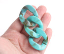 1ft Turquoise Green Chain Links, 40mm, Acrylic, Marble Effect, For Chunky Straps