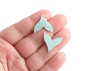 2 Seafoam Green Mermaid Tail Charms, Acrylic, 19 x 18.5mm