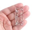 2 Clear Acrylic Rectangle Rings with Silver Flecks, Acrylic Earring Pieces, Large Rectangle Pendants, Silver Foil Flakes, DX122-50-CSF