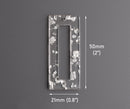 2 Clear Acrylic Rectangle Rings with Silver Flecks, Acrylic Earring Pieces, Large Rectangle Pendants, Silver Foil Flakes, DX122-50-CSF