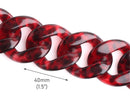 1ft Red Tortoise Shell Chain Links, 40mm, Acrylic, For Statement Necklaces