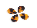 4 Small Teardrop Cabochons in Tortoise Shell, Cellulose Acetate, 21 x 14.5mm