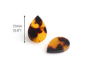 4 Small Teardrop Cabochons in Tortoise Shell, Cellulose Acetate, 21 x 14.5mm