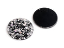 4 Black Acrylic Circle Charms with Holographic Silver Flecks, 1 Hole, 1.4 Inch, Glitter Acrylic Blank, Focal Necklace Pendant, CN288-35-BKSF