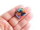 4 Round Charms in Blue, Pink and Yellow, Acetate Charms, Laser-Cut Acrylic Earring Blanks, Colorful Tortoise Shell Supply, CN287-25-UPY