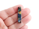 4 Bar Blank Charms in Natural Earth Tones of Blue, Brown and Green, Acetate Plastic, 36 x 7.5mm