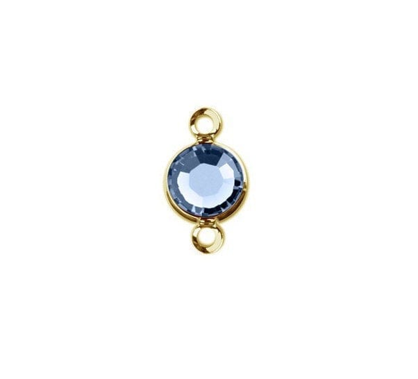 1 Gold Swarovski Crystal Link with Light Sapphire Blue, 6mm, Gold Plated Channel Set, 57700