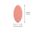 4 Flat Oval Charms in Peach, Coral Orange Pink, Round Tag Discs, Acrylic, 44 x 21.5mm