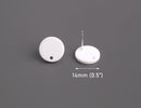 4 Pure White Stud Earrings with Hole, Plastic Ear Stud with Posts, Craft Jewelry Findings, Acrylic, 14mm
