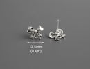 4 Silver Mini Bow Stud Earrings with Loop, Metal Alloy, Small Ear Studs with Hole, Tiny Bowtie, 12.5 x 10mm