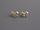 4 Gold Mini Bow Stud Earrings with Loop, Gold Tone Metal Alloy, Small Ear Studs with Hole, Tiny Dainty, 12.5 x 10mm