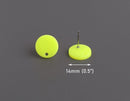 4 Neon Yellow Earring Blanks, 14mm, 1 Hole, Acrylic Earring Posts, Circle Stud Earring, Ear Stud Base, Y2K Kandicore, 14mm