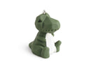 1 Geometric Dinosaur Figurine with Loop, For Keychain, Hand Painted Low Poly Animal Sculpture, Cute Baby T-Rex, Matte Green Plastic, 1.9" Inch
