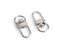 2 Small Silver Snap Hooks with Swivel, 1.3 Inch, Metal, Replacement Clips for Purse Straps and Lanyard Clips