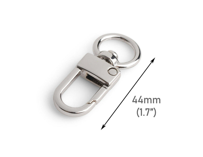 2 Designer Silver Snap Hooks with Swivel, 1.7" Inch, Metal, Replacement Clips for Bag Straps