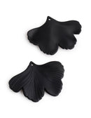2 Matte Black Gingko Leaf Charms, Acrylic Floral Beads, Necklace Pendants, Dark Plastic, Cute E-Girl and Nu Goth, 1.75 Inch