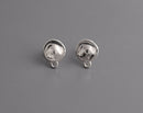 4 Organic Wavy Silver Stud Earrings with Loop, Abstract Round Shape, Wavy, Craft and Jewelry Supply, 13.25 x 10.5mm