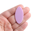 4 Flat Oval Charms in Light Purple, 1 Hole, Double Sided Tag Pendants, Pastel Colored Acrylic, 44 x 21.5mm