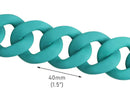 1ft Matte Turquoise Green Plastic Chain Links, 40mm, Extra Large, For Chunky Necklaces
