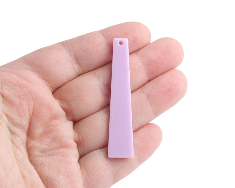 4 Light Purple Obelisk Charms, Vertical Bar Pendants for Earrings and Jewelry, Acrylic Beads, 55 x 12mm