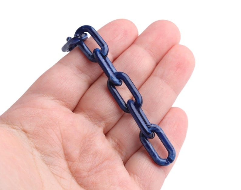 1ft Small Navy Blue Acrylic Chain Links, 20mm, Paperclip, Dainty Jewelry Chain