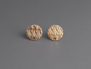 4 Gold Earring Studs with Woven Texture, Basket Weave, Small Ear Stud Base with Post, Stamped Metal Alloy, 12mm