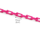 1ft Small Acrylic Chain Links in Hot Pink, 17mm, Bamboo Style with U Shape, For Jewelry Making