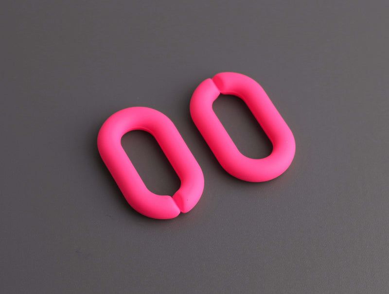 1ft Matte Neon Pink Chain Links, 27 x 16mm, Ultra Smooth, Plastic Chain for Necklaces and Bracelets