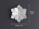 2 White Lotus Flower Beads, Includes 1 Small and 1 Large, Pearl Acrylic Flower Beads for Scrapbooking, Embellishment, Studs, Bows, 1.5" Inch