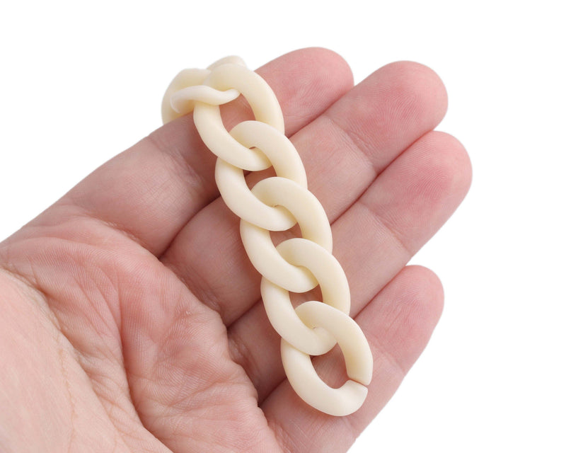 1ft Ivory Plastic Chain Links, 23 x 17mm, Off White Chain, Neutral Colored, Curb Twists