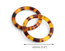 2 Tortoise Shell Rings, 1.6 Inch, Acrylic Rings for Swimsuits, Plastic Circle Loops, Purse Straps Adjuster, Craft Sewing Rings