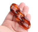 1ft Cognac Brown Large Acrylic Chain Links, 38mm, Amber Tortoise Shell, For Bracelets