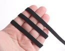 3/8" Inch Black Elastic for Sewing, 1 Yard, Braided Elastic Band, Flat Woven Elastic Cord, Polyester