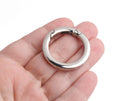 2 Designer Silver Spring Gate Clips, Metal, Flat Edge, Purse Strap Attacher Rings, Bag O Rings, Key Chain Snap Hooks, 1.4 Inch