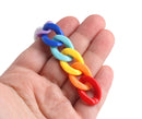 1ft Rainbow Acrylic Chain Links, 23 x 17mm, Random Mixed Colors, Multicolored Curb Twists