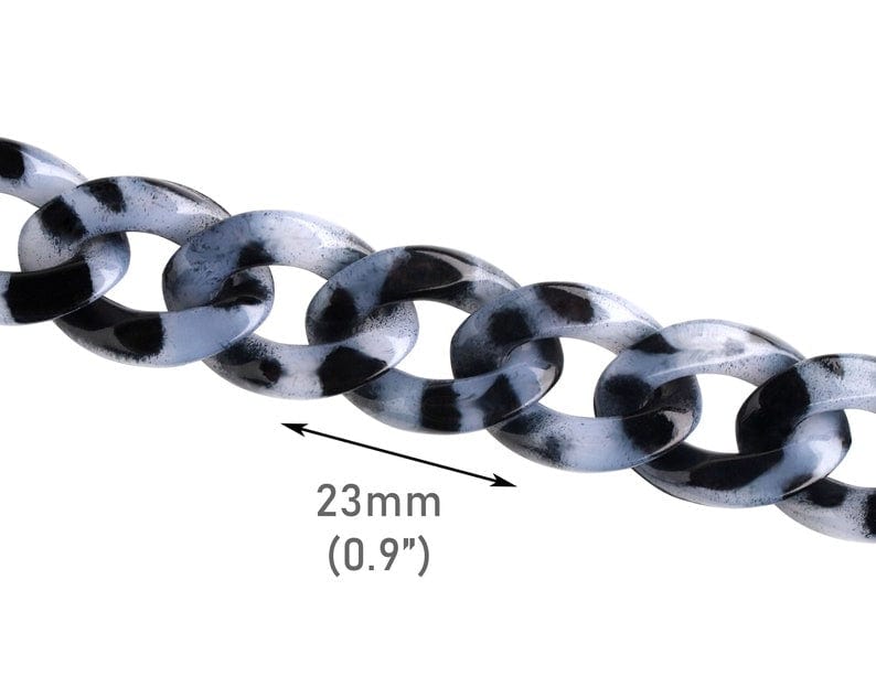 1ft Blue Tortoise Shell Chain Links, 23mm, Acrylic Jewelry Supply Find