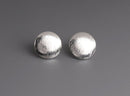 4 Silver Brushed Stud Earrings with Hidden Loop, Textured Metal Alloy, Domed Circle Ear Studs, 15mm