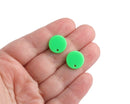 4 Neon Green Earring Blanks, 14mm, 1 Hole, Acrylic Earring Posts, Round Circle Studs, Plastic, 14mm