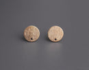 4 Small Gold Stud Earring Blanks with Brushed Metal, Tiny Round Circle Discs, Jewelry Making, 12mm