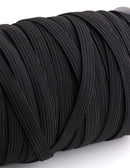 3/8" Inch Black Elastic for Sewing, 1 Yard, Braided Elastic Band, Flat Woven Elastic Cord, Polyester
