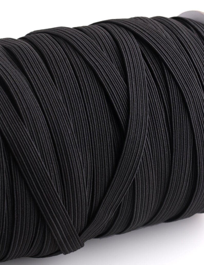 MMC 8mm Black Elastic Ribbon Cord – Stretch Flat Waistband Woven Sewing Elastic (UK)