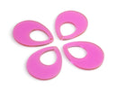 4 Neon Purple Teardrop Pendants, Cut Out, Transparent Acrylic, Iridescent Plastic Beads, 38 x 30mm