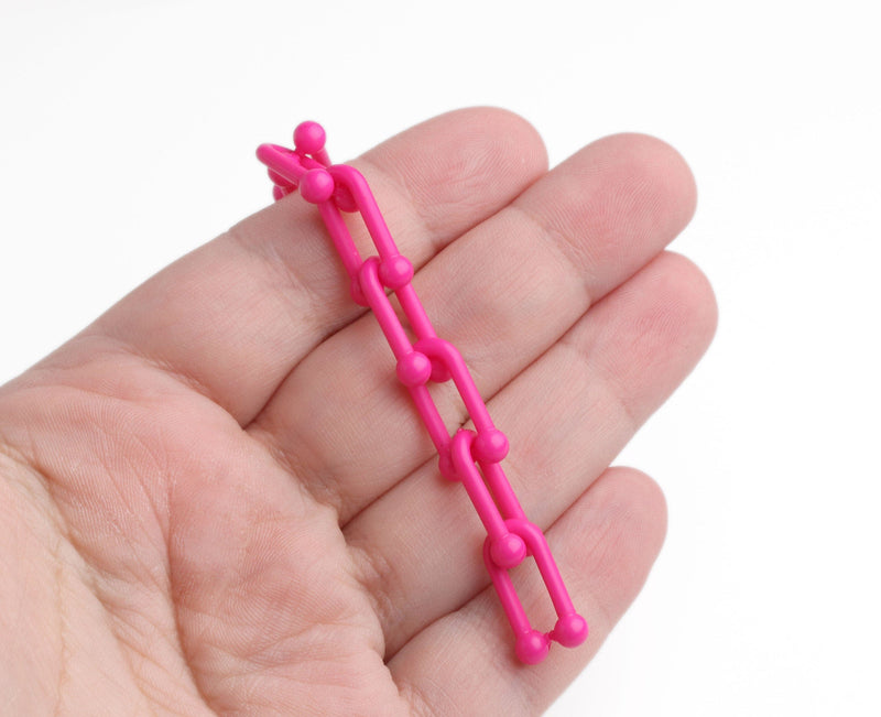 1ft Small Acrylic Chain Links in Hot Pink, 17mm, Bamboo Style with U Shape, For Jewelry Making