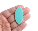 4 Mint Green Oval Charms, Flat Round Discs, 1 Hole, Light Green Colored, Acrylic Plastic, 44 x 21.5mm