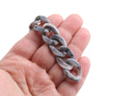 1ft Grey Acrylic Chain Links with White Marbling, 23 x 17mm, Oval Curb Twists, Marbled Plastic Chain