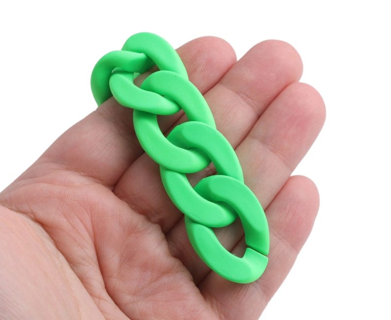 1ft Large Matte Neon Green Acrylic Chain Links, 30mm, For Bag and Purse Straps